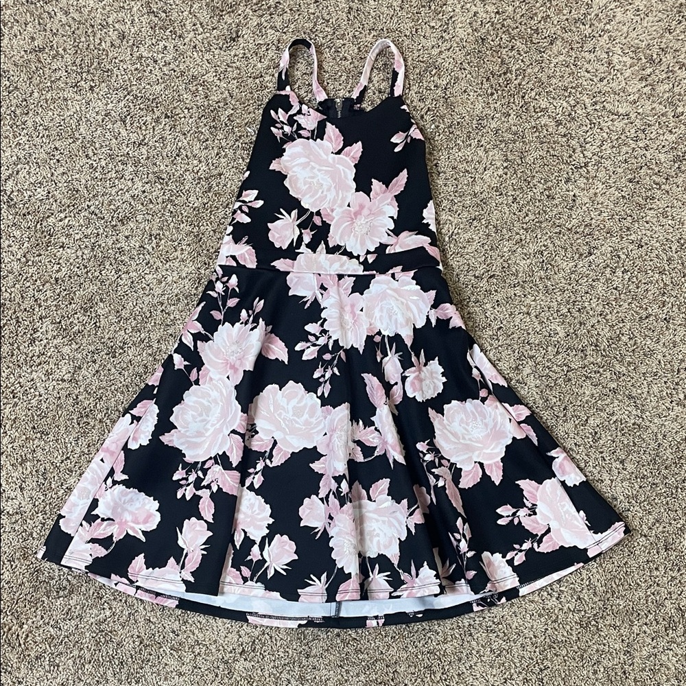 Speechless Black and Pink Floral Kids Dress